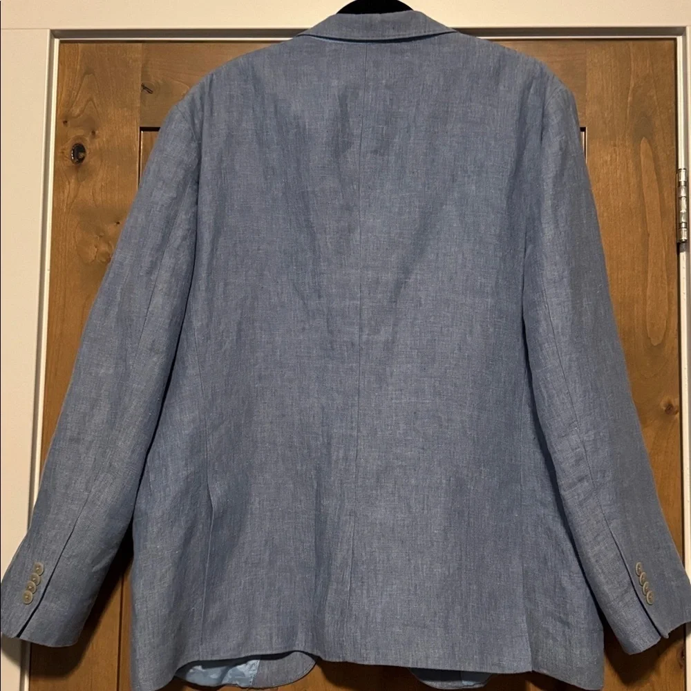 Joseph Abboud JOE Slim Fit Blazer 48R Blue 100% Linen Lined 2 Button Preppy